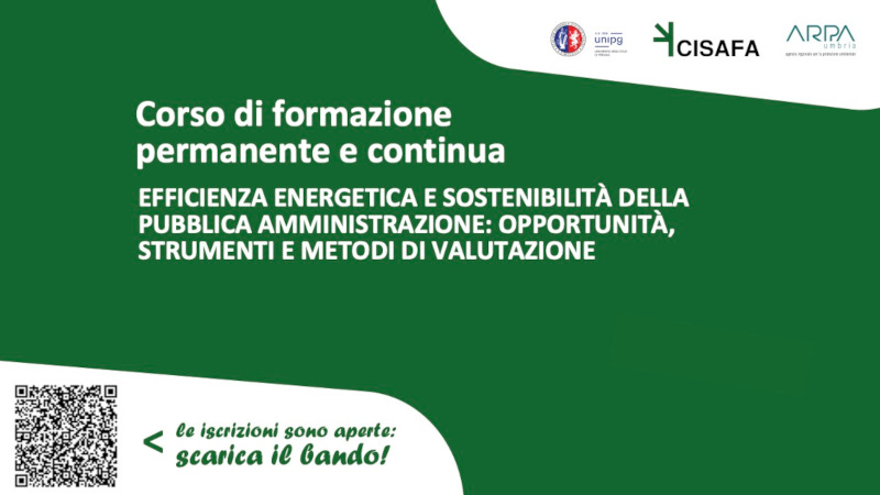 Corso di Formazione Permanente e continua in "Efficienza energetica e sostenibilità della Pubblica amministrazione: opportunità, strumenti e metodi di valutazione" - A.A. 2023/2024